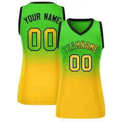Women's Kelly Green Yellow Gradient Mesh Basketball Jersey
