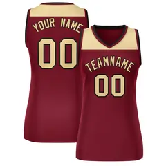 Women's Khaki Crimson Color Block Mesh Basketball Jersey 1