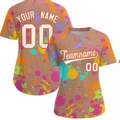 Women's Khaki Graffiti Fashion Baseball Jersey