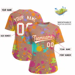 Women's Khaki Graffiti Fashion Baseball Jersey 2
