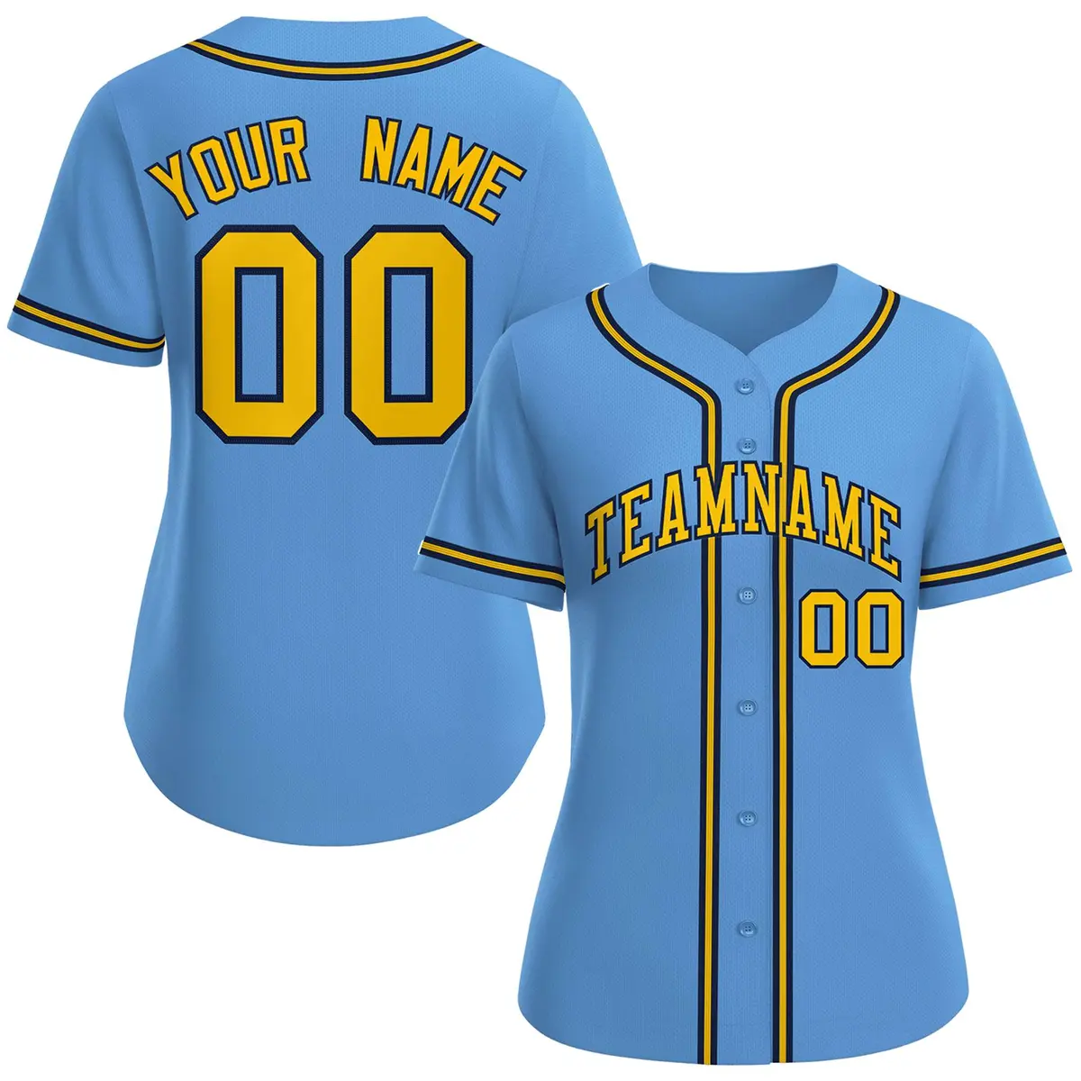 Women's Light Blue Gold-Navy Classic Baseball Jersey