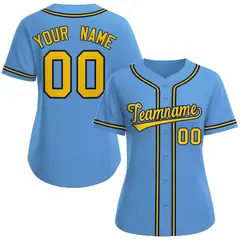 Women's Light Blue Gold-Navy Classic Baseball Jersey 1