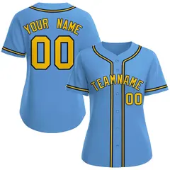 Women's Light Blue Gold-Navy Classic Baseball Jersey 1