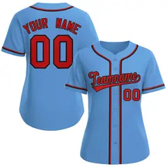 Women's Light Blue Red-Black Classic Baseball Jersey