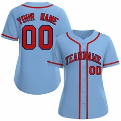 Women's Light Blue Red Navy Classic Baseball Jersey 1