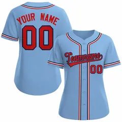 Women's Light Blue Red Navy Classic Baseball Jersey 1