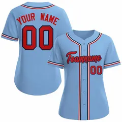 Women's Light Blue Red Navy Classic Baseball Jersey 1
