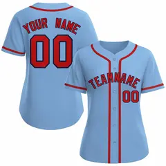 Women's Light Blue Red Navy Classic Baseball Jersey 1