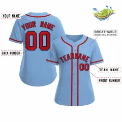 Women's Light Blue Red Navy Classic Baseball Jersey 2