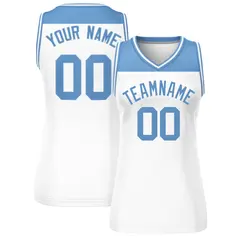 Women's Light Blue White Color Block Mesh Basketball Jersey