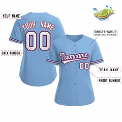 Women's Light Blue White Royal Classic Baseball Jersey 2