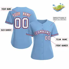 Women's Light Blue White Royal Classic Baseball Jersey 2