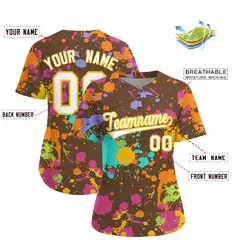 Women's Light Brown Graffiti Fashion Baseball Jersey 2
