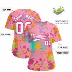 Women's Light Pink Graffiti Fashion Baseball Jersey 2