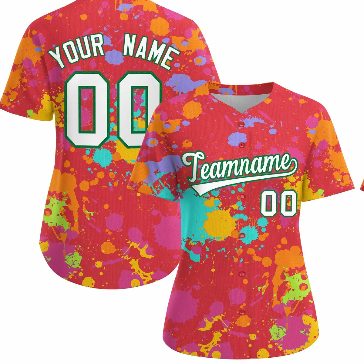 Women's Light Red Graffiti Fashion Baseball Jersey