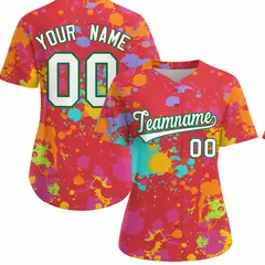 Women's Light Red Graffiti Fashion Baseball Jersey 1