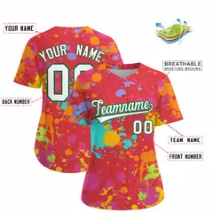 Women's Light Red Graffiti Fashion Baseball Jersey 2