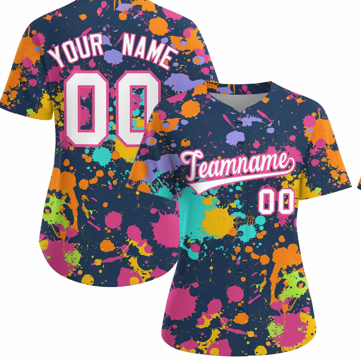 Women's Midnight Blue Graffiti Fashion Baseball Jersey