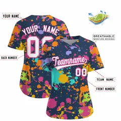 Women's Midnight Blue Graffiti Fashion Baseball Jersey 2