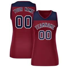 Women's Navy Crimson Color Block Mesh Basketball Jersey 1