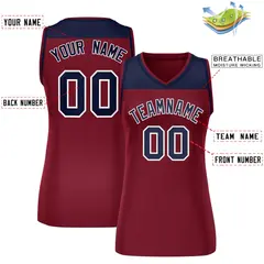 Women's Navy Crimson Color Block Mesh Basketball Jersey 2
