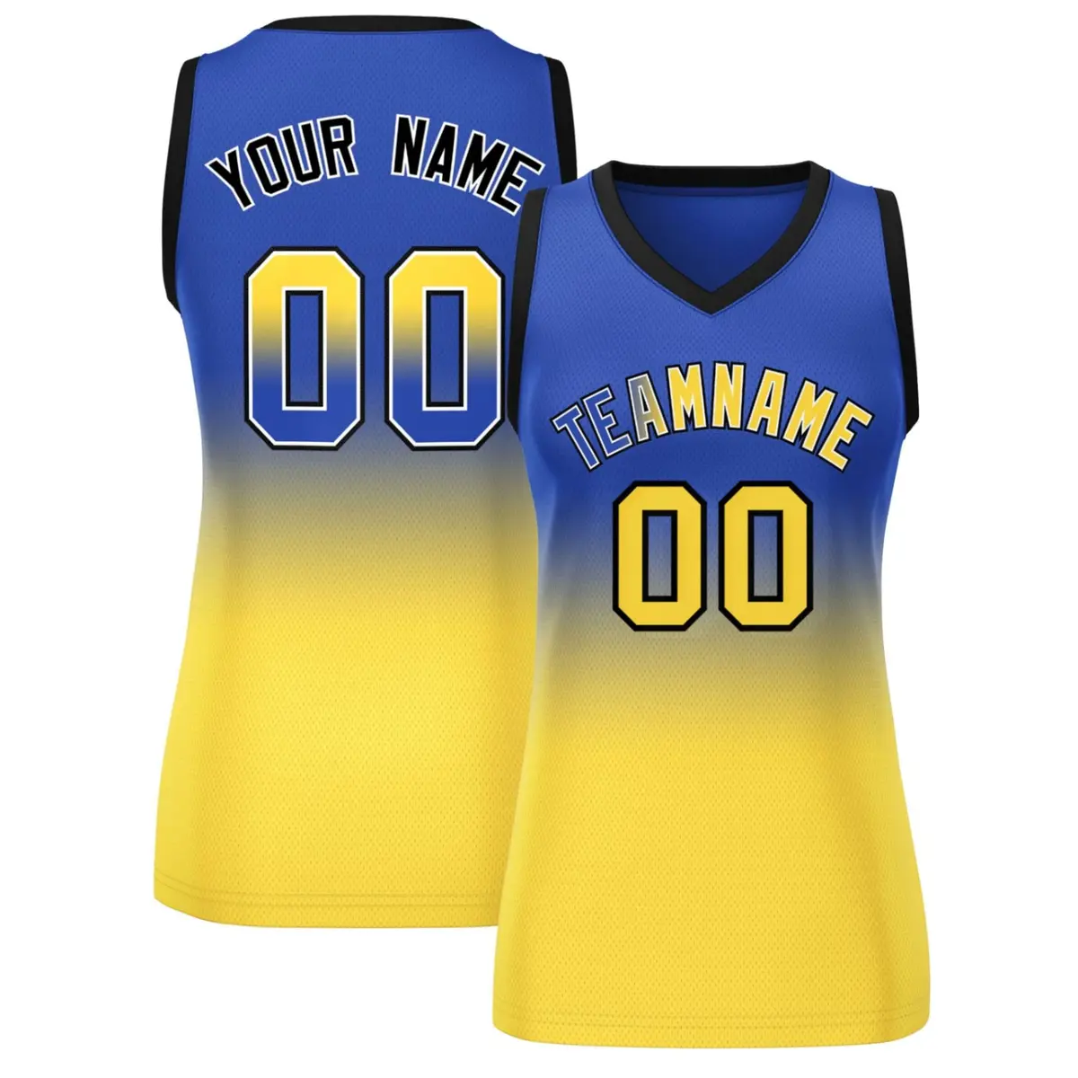 Women's Navy Gold Gradient Mesh Basketball Jersey
