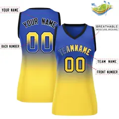 Women's Navy Gold Gradient Mesh Basketball Jersey 2