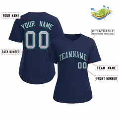 Women's Navy Gray Classic Baseball Jersey 2