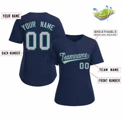 Women's Navy Gray Classic Baseball Jersey 2