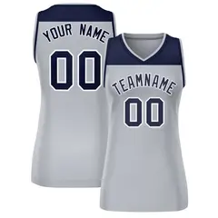 Women's Navy Gray Color Block Mesh Basketball Jersey 1
