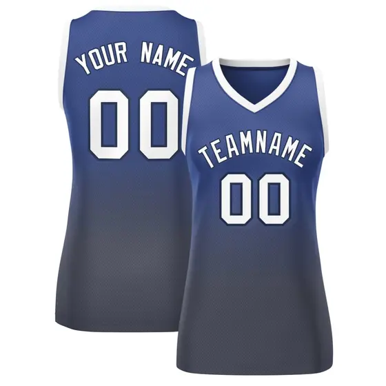 Women's Navy Gray Gradient Mesh Basketball Jersey