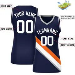 Women's Navy Gray-Navy Thick Slash Mesh Basketball Jersey 2