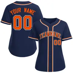 Women's Navy Orange-Black Classic Style Baseball Jersey