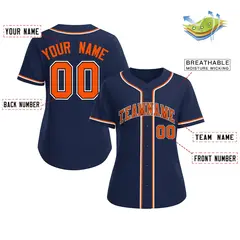 Women's Navy Orange-Black Classic Style Baseball Jersey 2