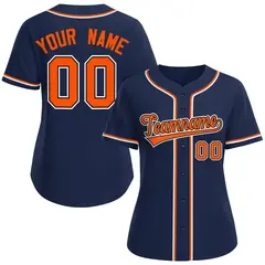 Women's Navy Orange-Black Classic Style Baseball Jersey
