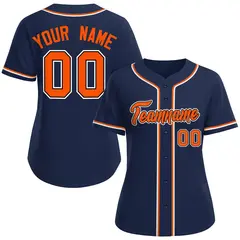 Women's Navy Orange-Black Classic Style Baseball Jersey 1