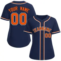 Women's Navy Orange-Black Classic Style Baseball Jersey