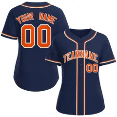 Women's Navy Orange-White Classic Baseball Jersey