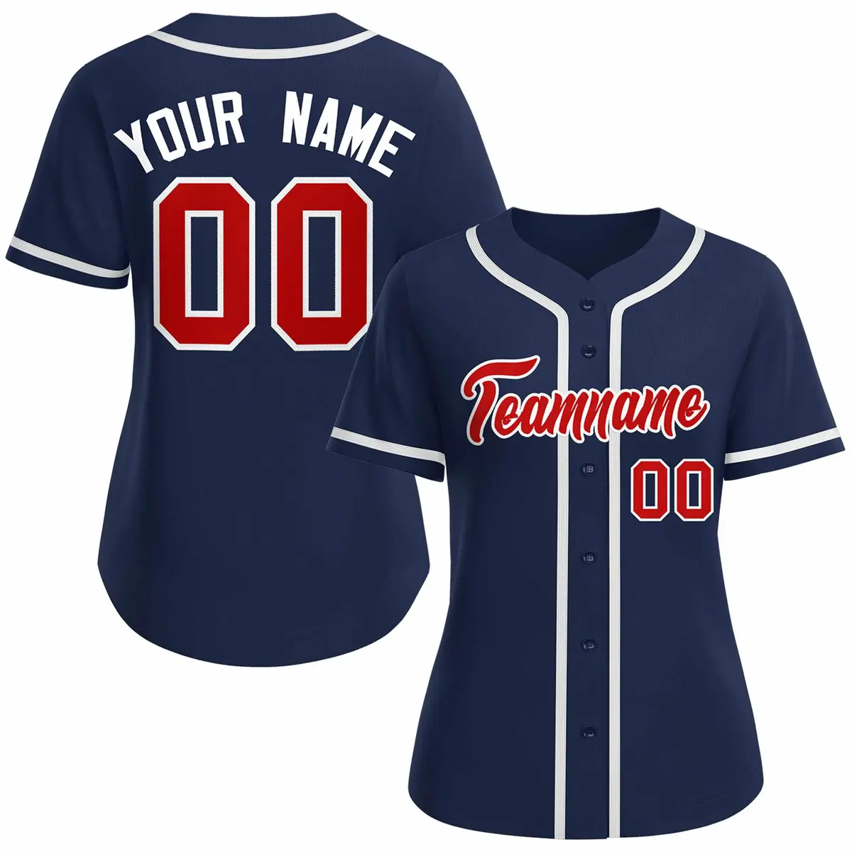 Women's Navy Red White Classic Baseball Jersey