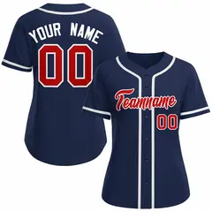 Women's Navy Red White Classic Baseball Jersey 1