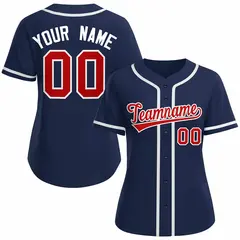 Women's Navy Red White Classic Baseball Jersey 1