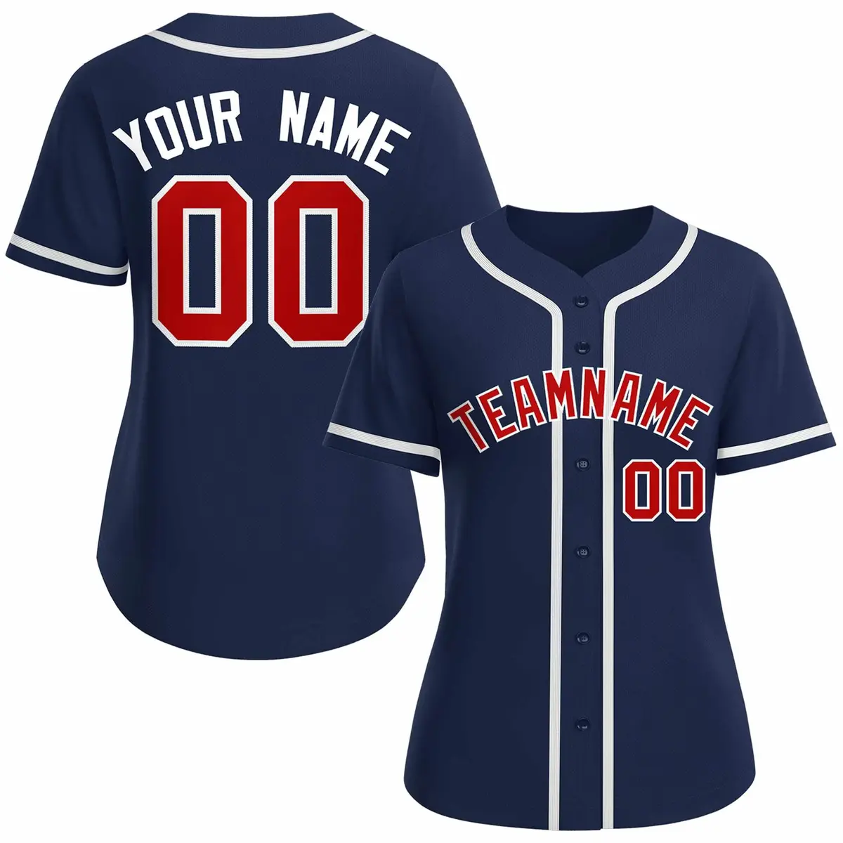 Women's Navy Red White Classic Baseball Jersey