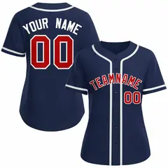 Women's Navy Red White Classic Baseball Jersey 1