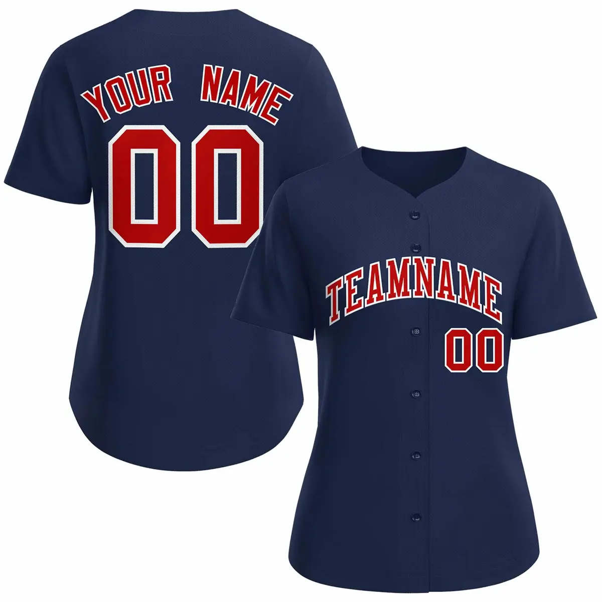 Women's Navy Red White Classic Baseball Jersey