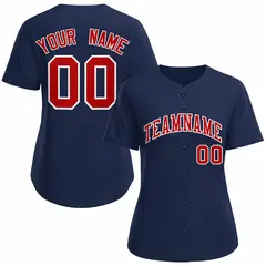 Women's Navy Red White Classic Baseball Jersey 1