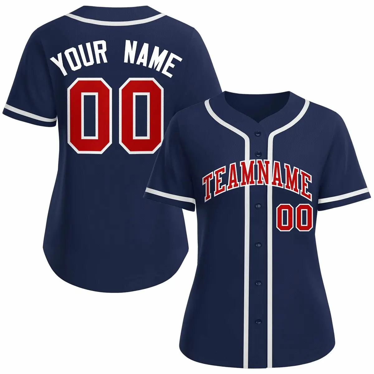 Women's Navy Red White Classic Baseball Jersey