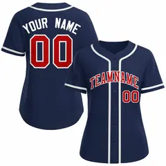 Women's Navy Red White Classic Baseball Jersey 1