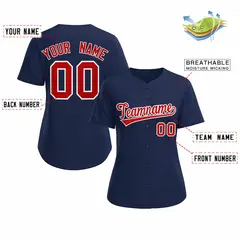 Women's Navy Red White Classic Baseball Jersey 2