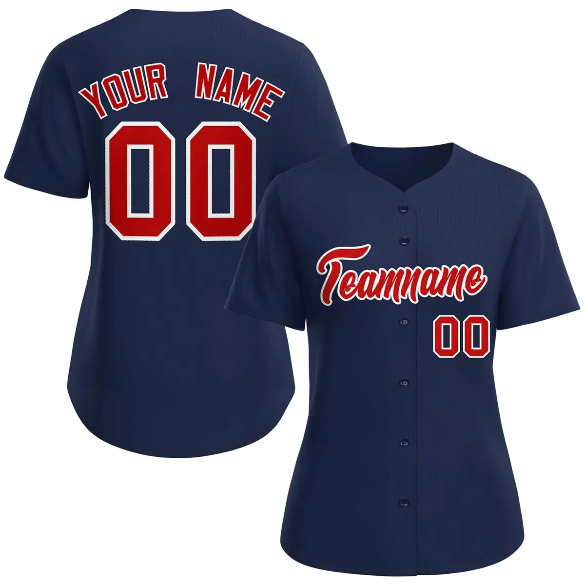 Women's Navy Red White Classic Baseball Jersey