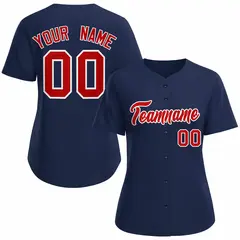Women's Navy Red White Classic Baseball Jersey 1